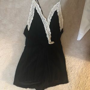 Black romper with lace detail